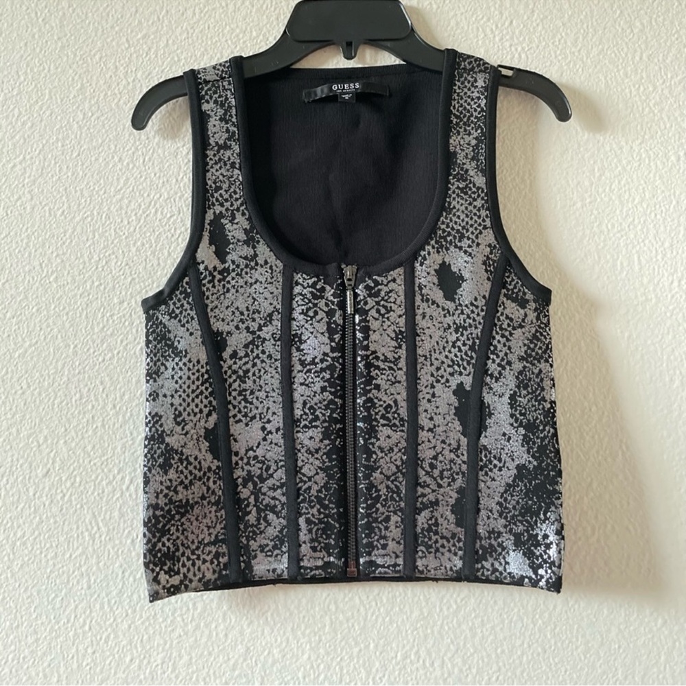 GUESS Monochrome snakeskin Patterned Tank Top